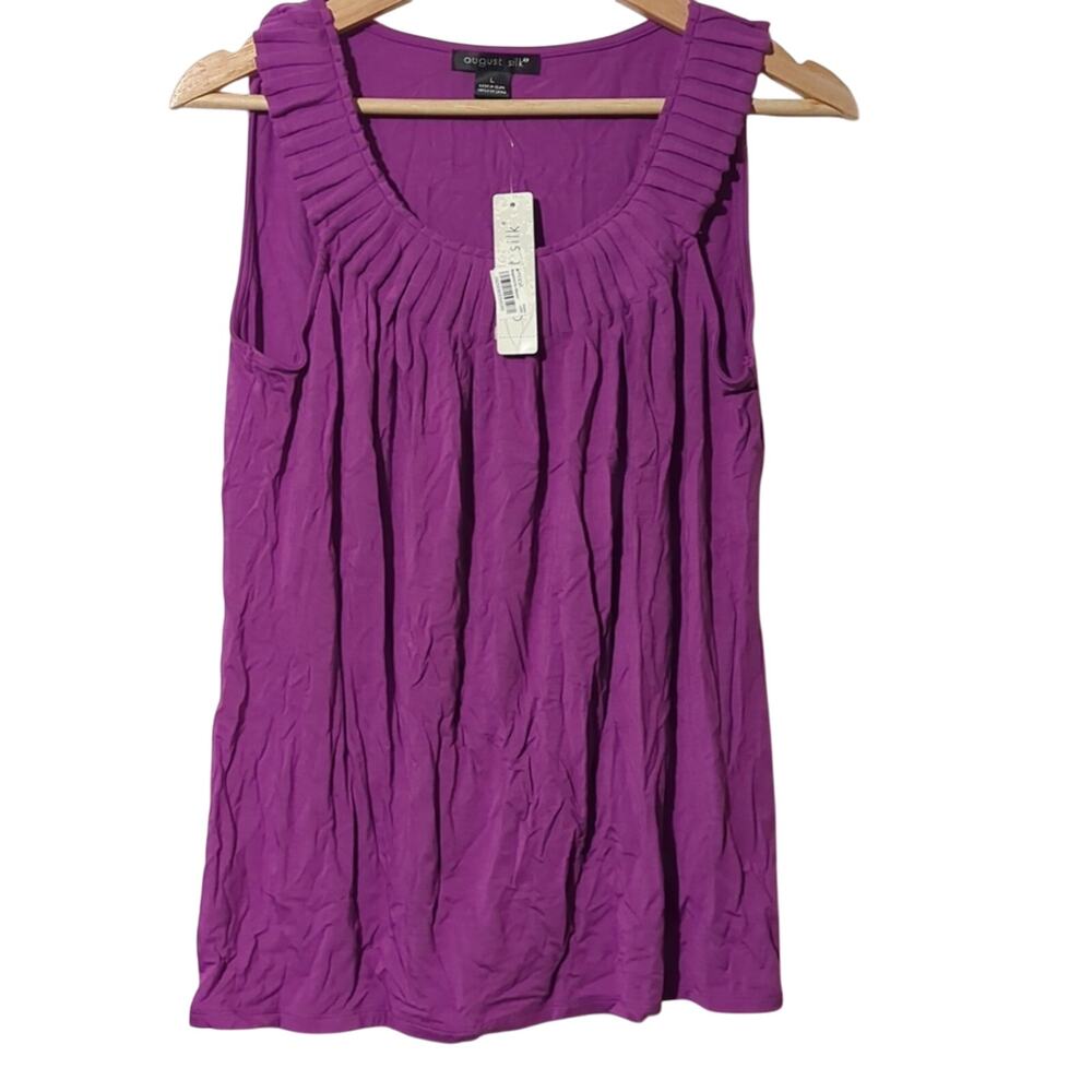 NWT August Silk Large Purple/Violet/Lavender Sleeveless Top/Blouse [0085]
